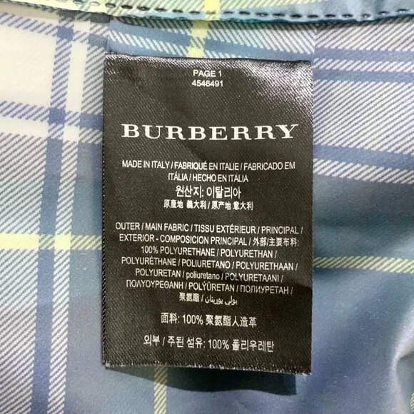 008462 Burberry Check Hooded Raincoat Green Size 46 Slightly Stains